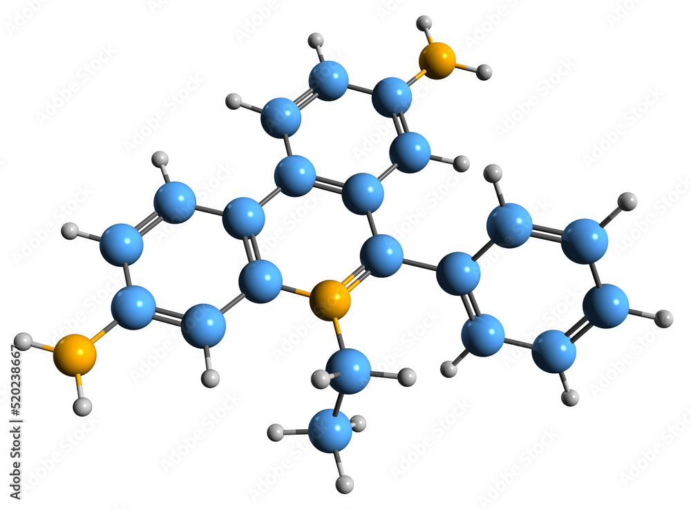 3D image of Ethidium bromide skeletal formula molecular chemical