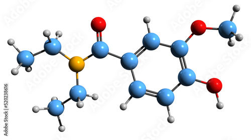 3D image of Etamivan skeletal formula - molecular chemical structure of  respiratory stimulant drug isolated on white background
 photo