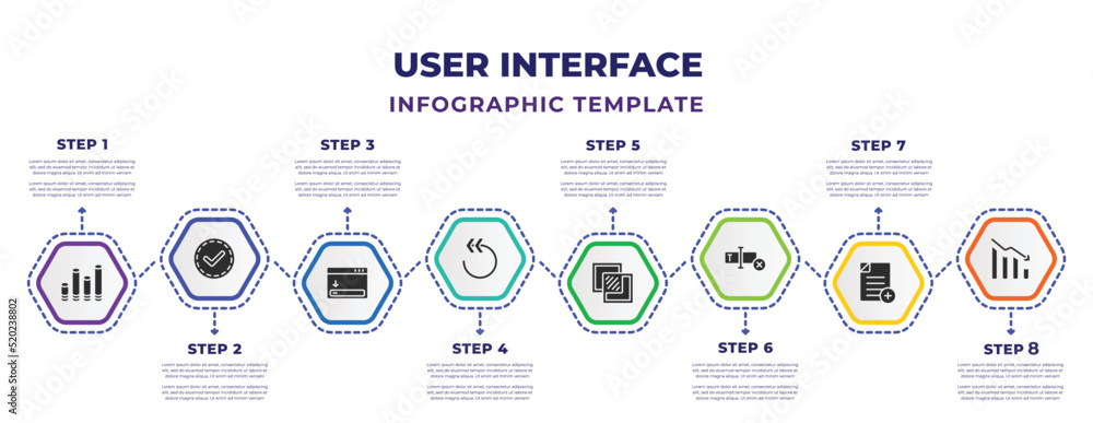 user interface infographic design template with 3d bars, round done ...