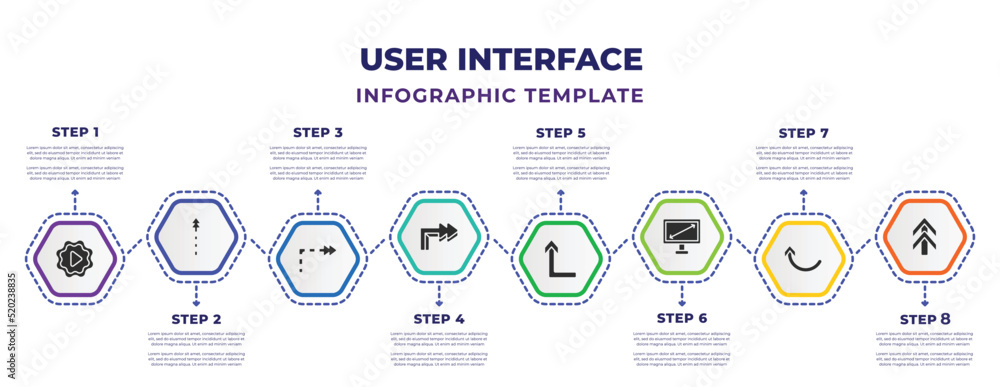 user interface infographic design template with movie play button, up ...