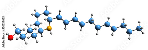  3D image of Euglenophycin skeletal formula - molecular chemical structure of Ichthyotoxin isolated on white background
 photo