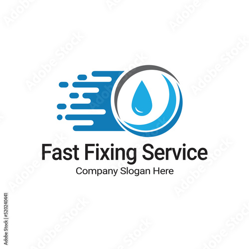 Modern Fast Fix Water and Plumbing Service Logo Design