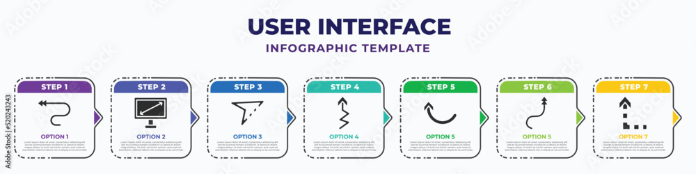 user interface infographic design template with left curve, display ...