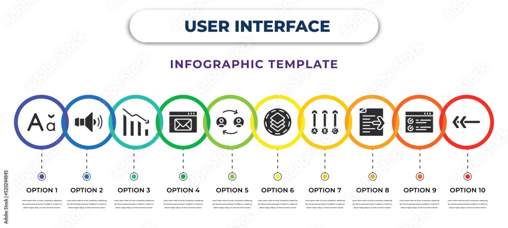 user interface infographic design template with letter size, amplified ...