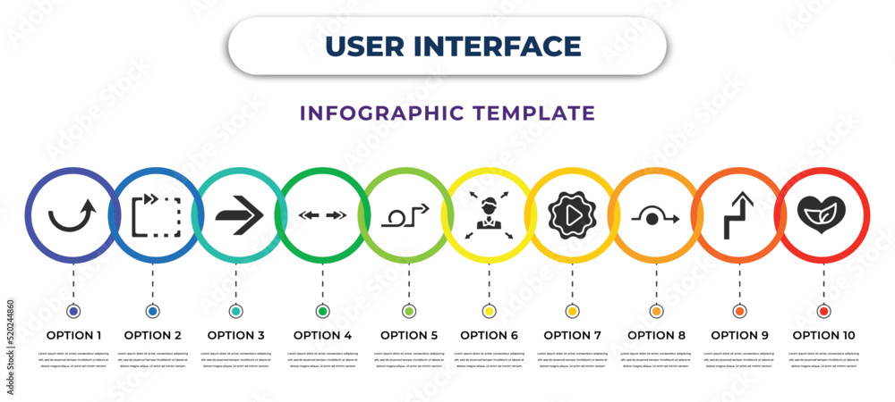 user interface infographic design template with semicircular up arrow ...