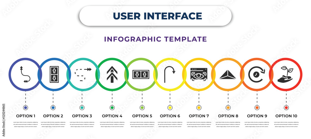 user interface infographic design template with swirly scribbled arrow ...