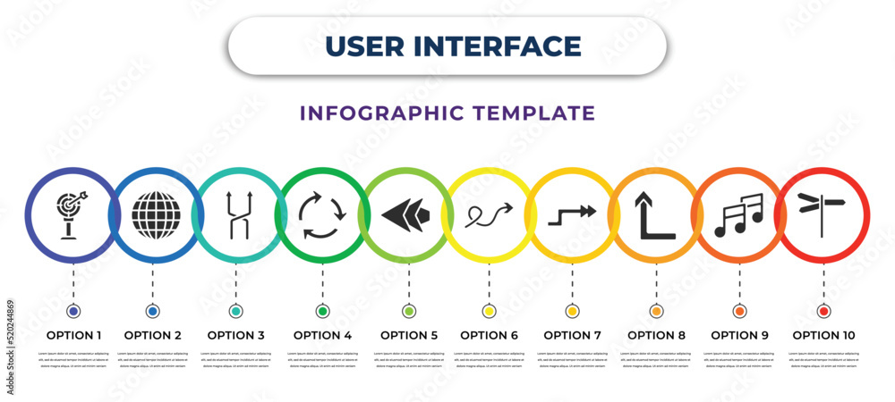 user interface infographic design template with archery champion ...