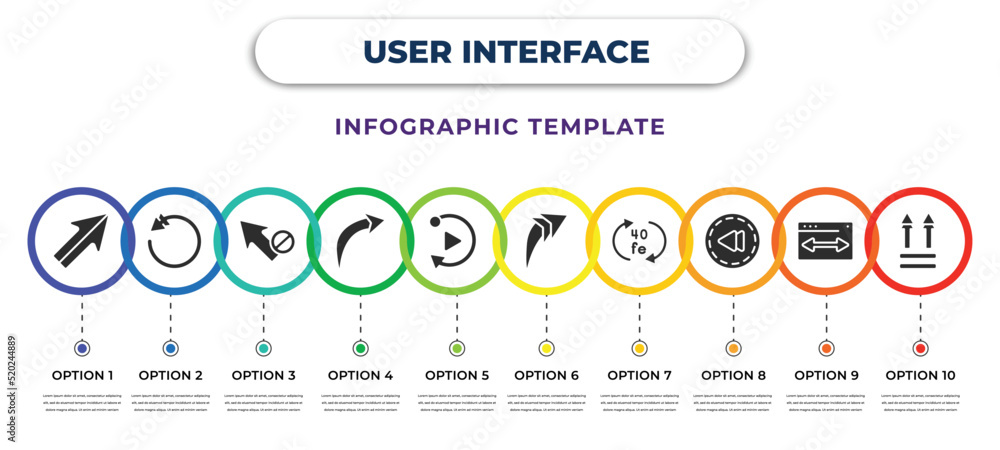 user interface infographic design template with mouse arrow, circular ...