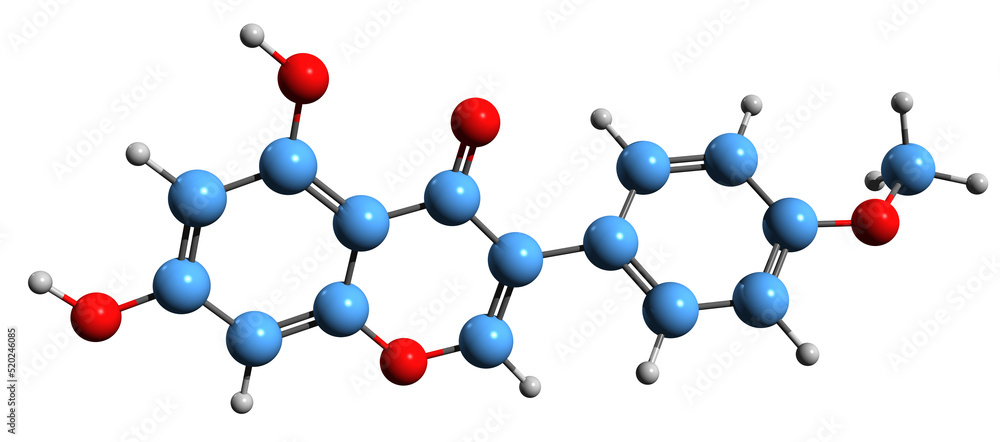 3D image of Formononetin skeletal formula - molecular chemical structure of phytoestrogen isolated on white background
3D image of Formononetin skeletal formula - molecular chemical structure of phytoestrogen isolated on white background