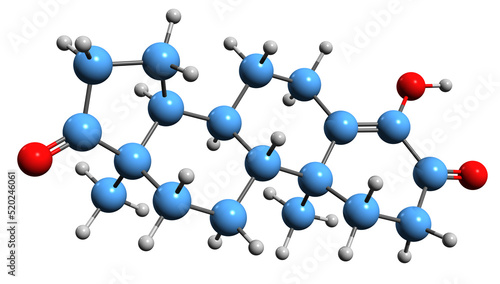  3D image of Formestane skeletal formula - molecular chemical structure of Antiestrogen isolated on white background 