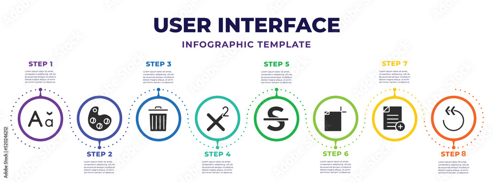 user interface infographic design template with letter size, painter ...