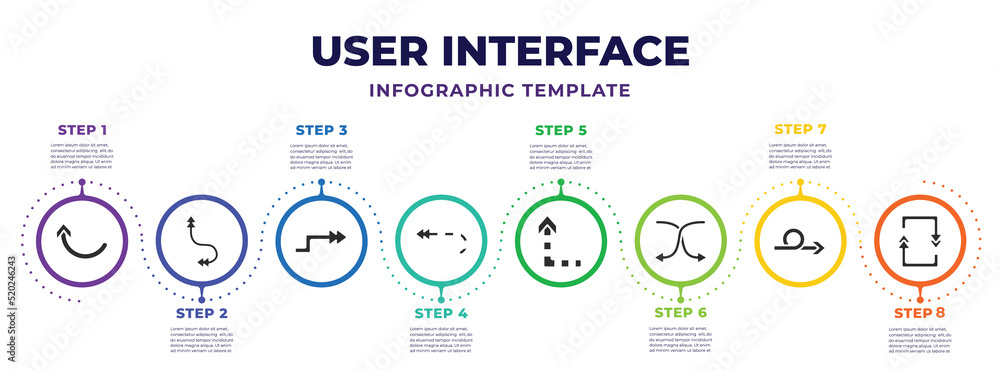 user interface infographic design template with semicircular upward ...