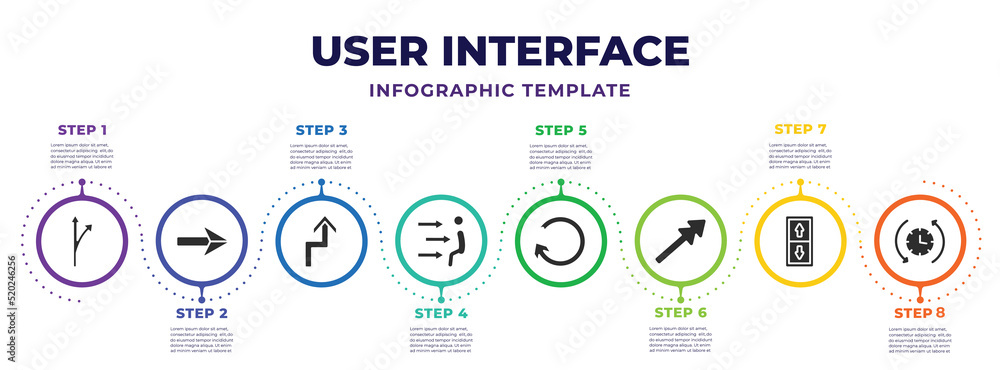 user interface infographic design template with deviation arrows, right ...