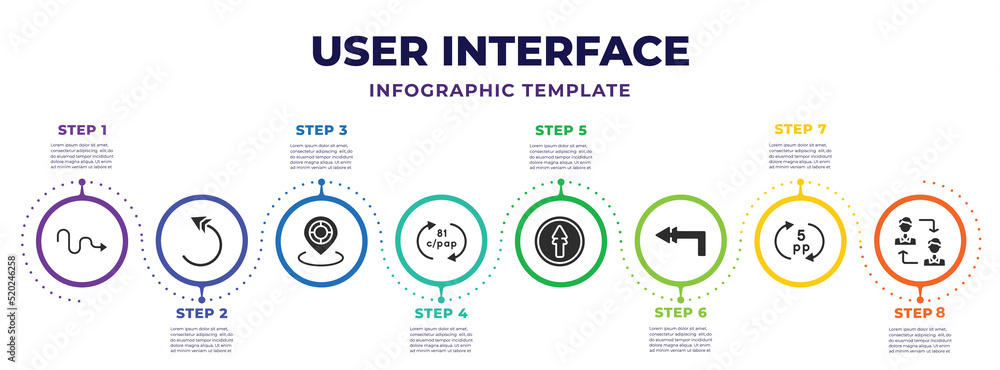 user interface infographic design template with curve, curve left arrow ...