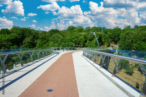 New pedestrian-bicycle glass bridge in Kyiv, Ukraine