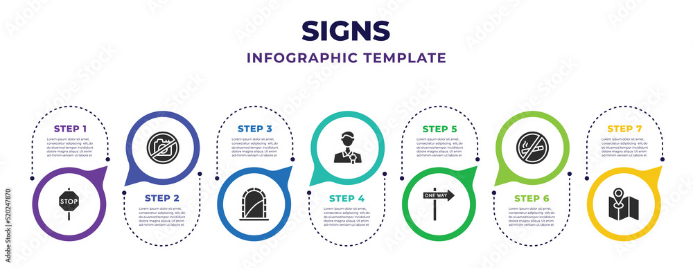 signs infographic design template with urban street traffic, no camera ...