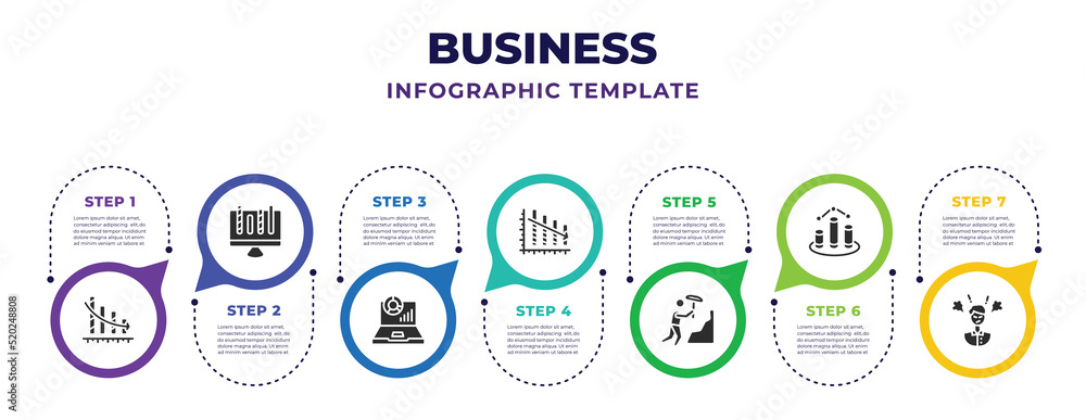 business infographic design template with decreasing stocks bars ...