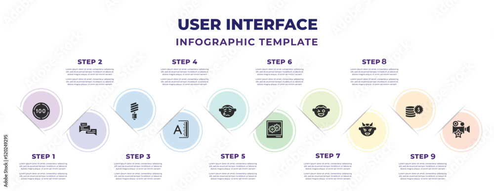 user interface infographic design template with one hundred, recording ...