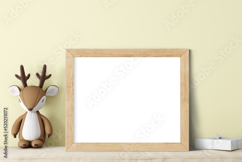 Mock up poster frame in children room,kids room,nursery mockup.
