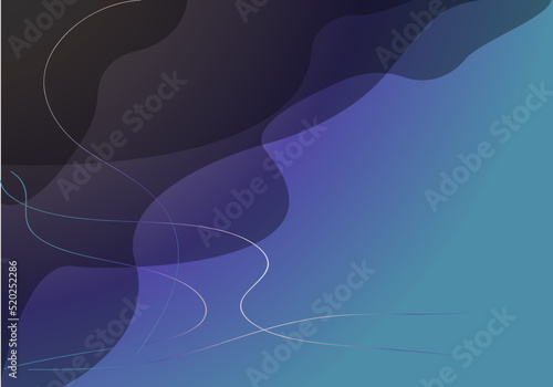 Modern Abstract Background with Gradient Wavy Shapes in Purple and Teal
