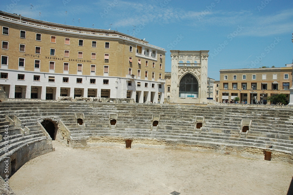 Roman amphitheater of the II century partially underground and located in piazza Sant'Oronzo in the center of Lecce