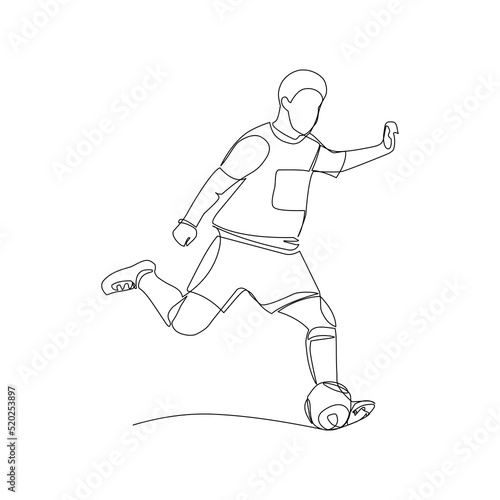 Football player vector illustration drawn in line art style