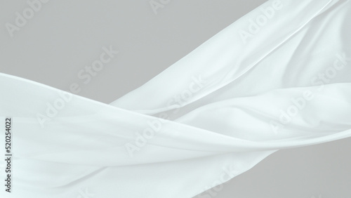 White transparent silk fabric flowing by wind, freeze motion