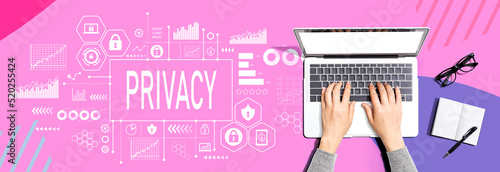 Privacy theme with person using a laptop computer