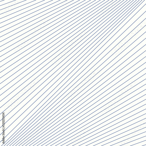 Diagonal striped illustration. Repeated blue lines on white background. Surface pattern design with linear ornament. Disco lights motif. Stripes wallpaper. Digital paper for web designing. Vector art.