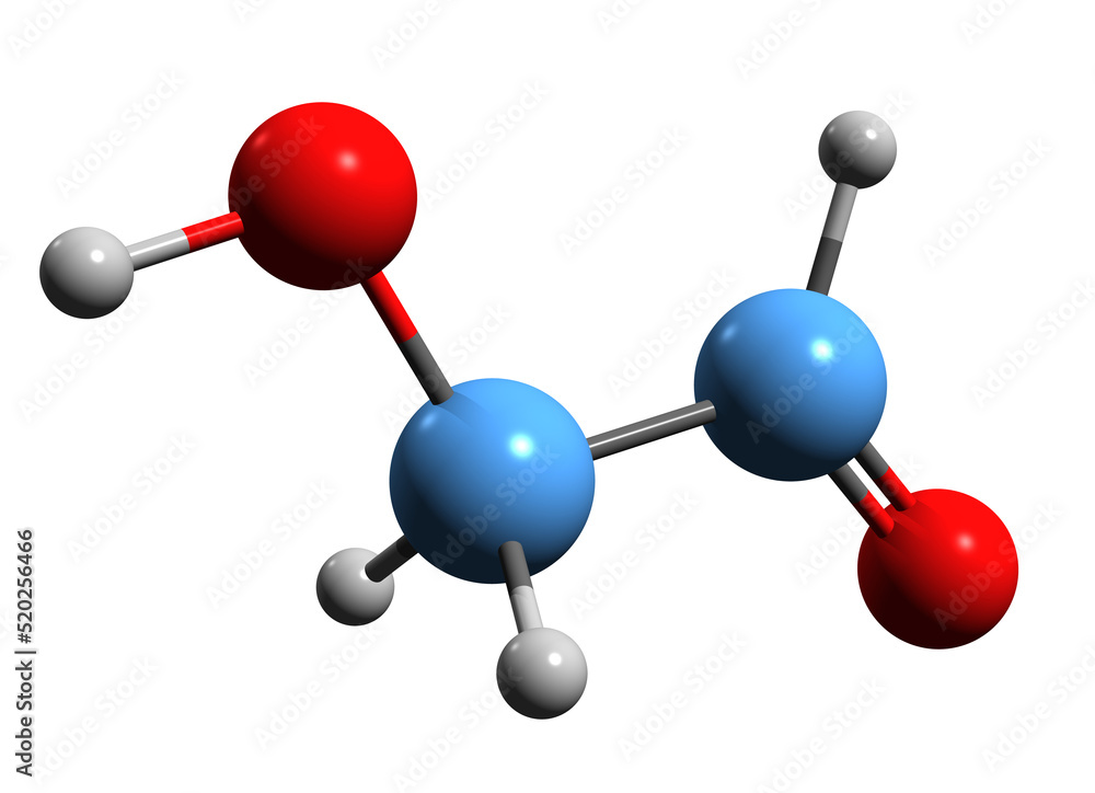 3D image of Glycolaldehyde skeletal formula - molecular chemical structure of 2-Hydroxyethanal isolated on white background
3D image of Glycolaldehyde skeletal formula - molecular chemical structure of 2-Hydroxyethanal isolated on white background
