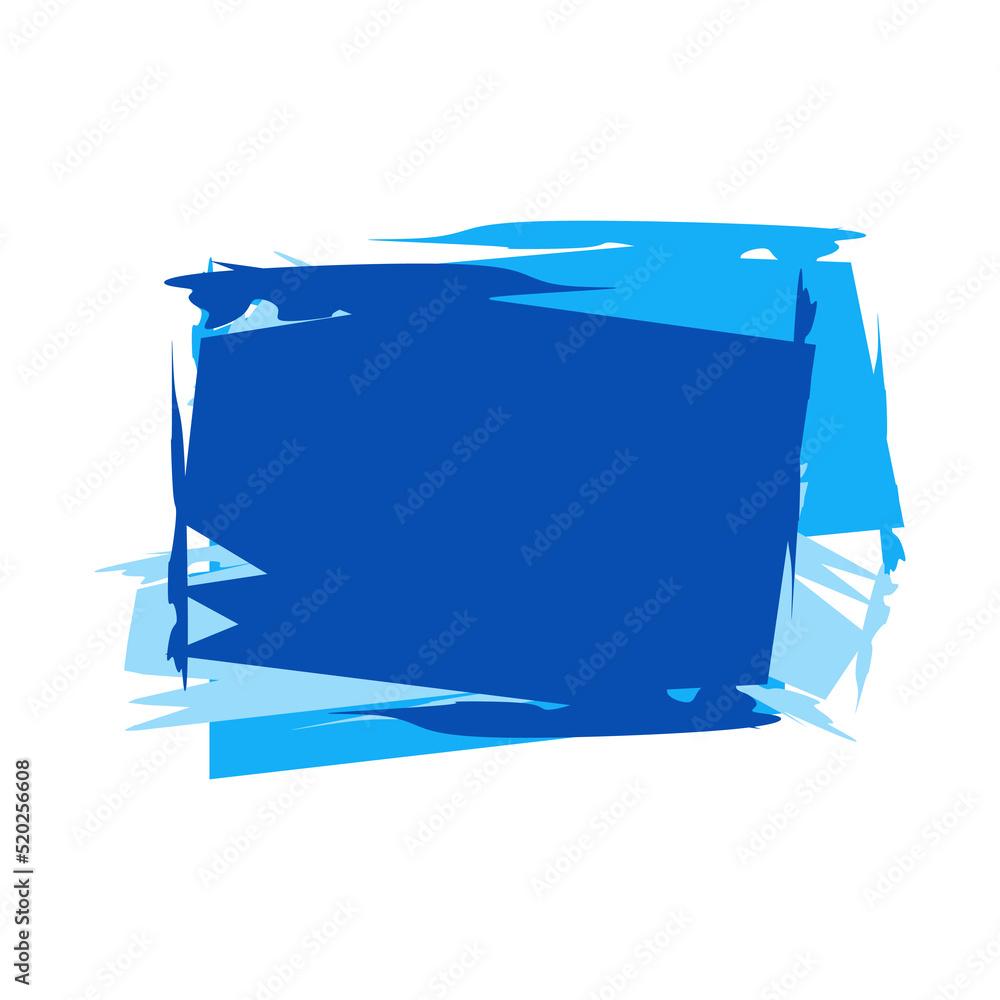Blue graphic blots brush strokes effect background design.Hand drawn templates, vector isolated illustration on white background with place for text.Ideal painted design for header,logo and ad banner