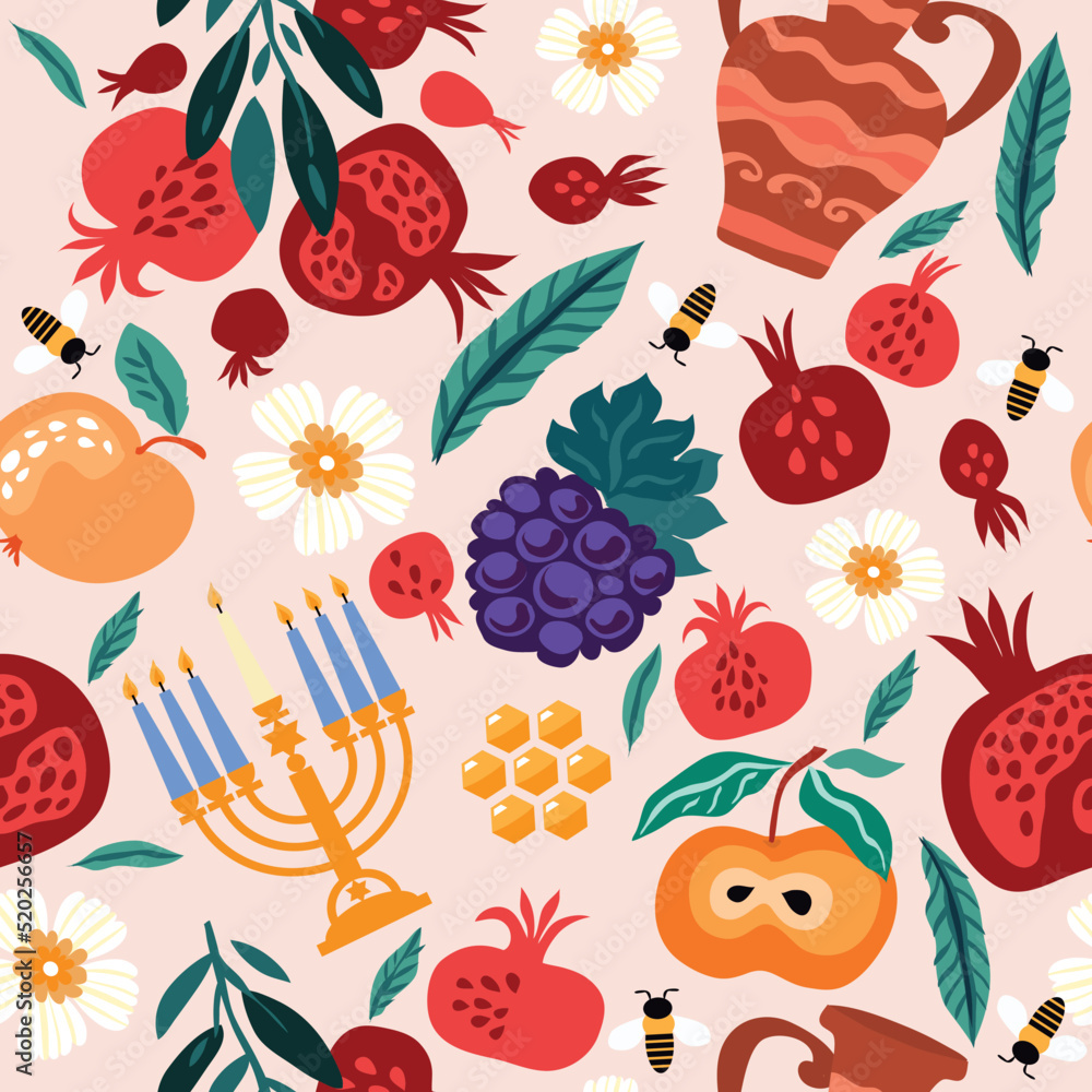 Rosh hashanah , Shana Tova - jewish new year holiday seamless pattern ...