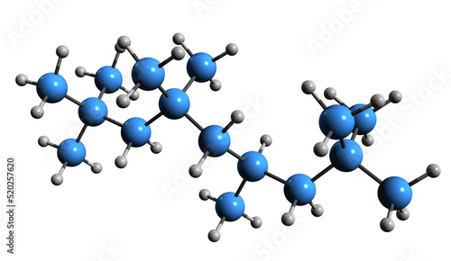 3D image of Isohexadecane skeletal formula - molecular chemical structure of skin emollient isolated on white background photo