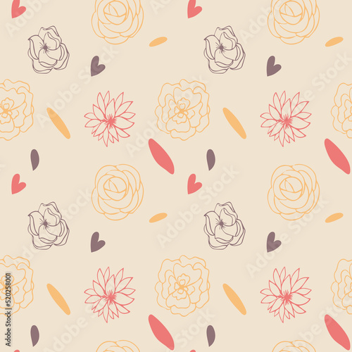 Trendy seamless floral pattern in vector. Print of spring flowers. Plant design for fabric, fabric design, covers, production, wallpaper, printing, gift wrapping and scrapbooking.