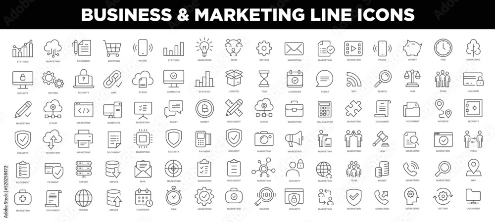Business & marketing line icons - obrazy, fototapety, plakaty 