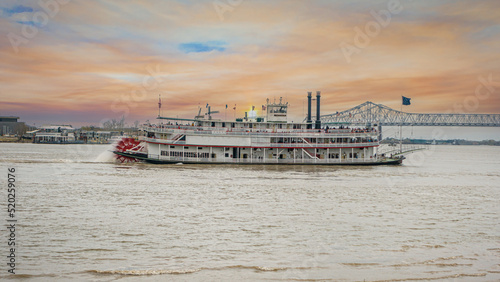 Image of a paddle steamer on the Mississippi River near New orleans