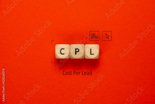 Concept business marketing acronym CPL or Cost Per Lead photo