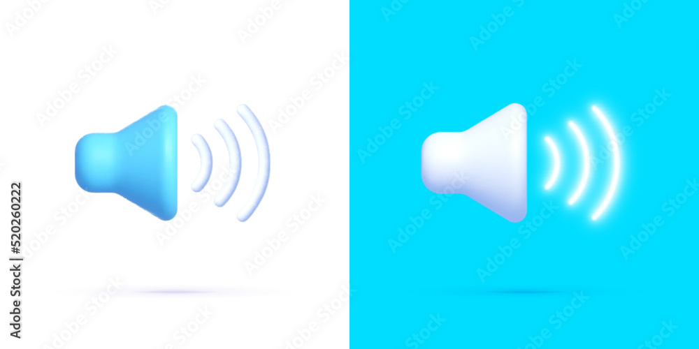 Volume in 3D Neon style on white background. Realistic vector icon. Vector illustration Volume in 3D Neon style on white background. Realistic vector icon. Vector illustration