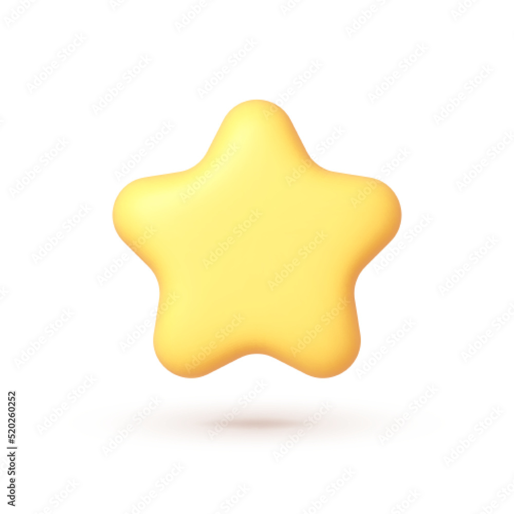 Gold star 3d on white background. Realistic cartoon concept. Vector illustration isolated Gold star 3d on white background. Realistic cartoon concept. Vector illustration isolated