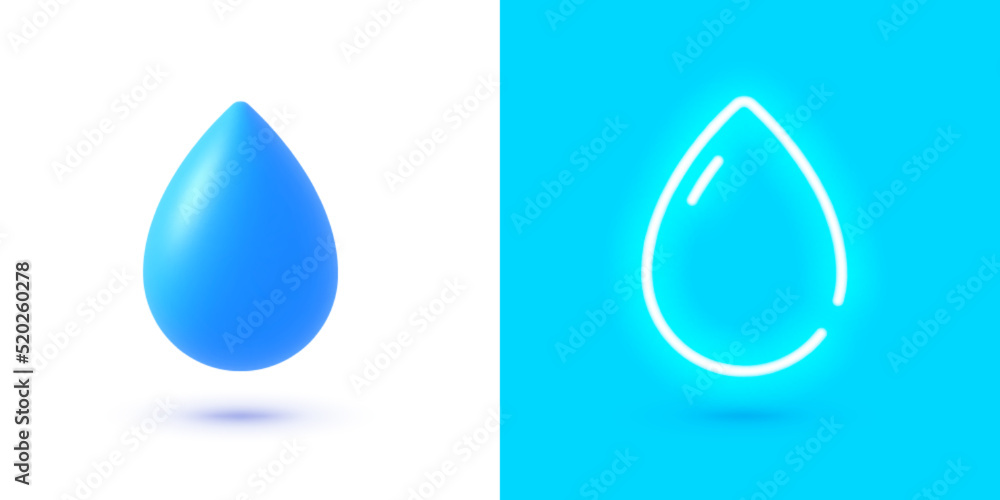 Water 3D neon, great design for any purposes. Vector illustration isolated Water 3D neon, great design for any purposes. Vector illustration isolated