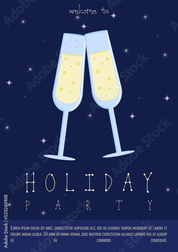 Two glasses of champagne. vector illustration.