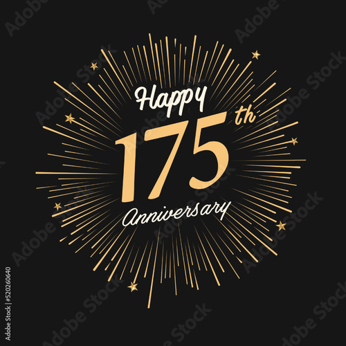 Happy 175th Anniversary with fireworks and star on dark background. photo