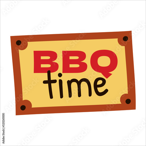 BBQ Time Sticker logo Yummy Grill design
