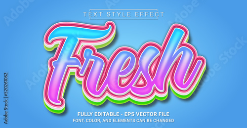 Fresh Text Style Effect. Editable Graphic Text Template.