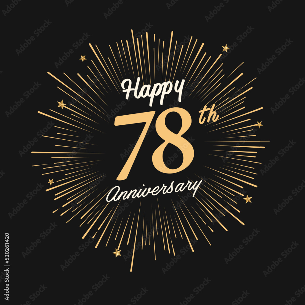 Fototapeta premium Happy 78th Anniversary with fireworks and star on dark background.