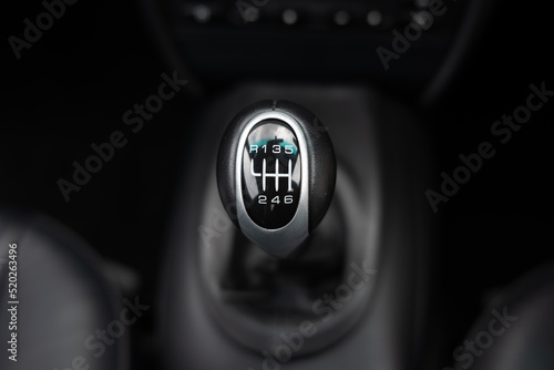 close up of car gear stick selector 6 speed photo
