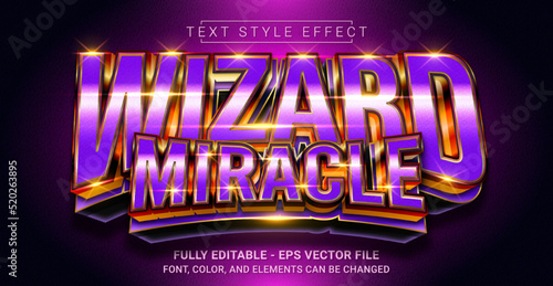 Wizard Miracle Text Style Effect. Editable Graphic Text Template.