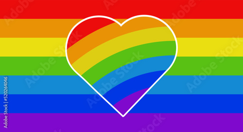 Rainbow heart on flag lgbt color symbol of homosexual love, Lgbt community sign ,isolated. Vector illustration