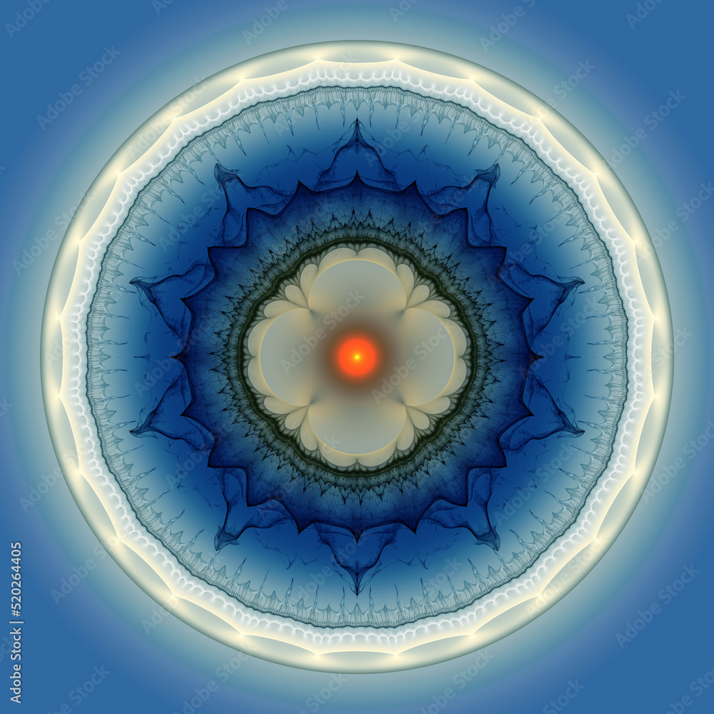 Fototapeta premium Blue luminous round fractal pattern