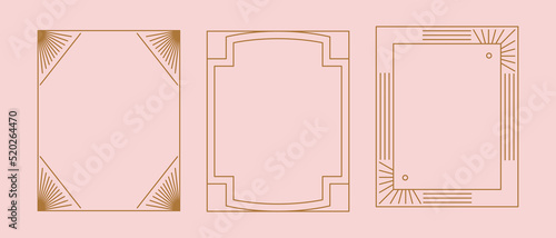 Vector set of linear frames and borders - abstract design elements for decoration or logo design templates in modern minimalist style with copy space for text